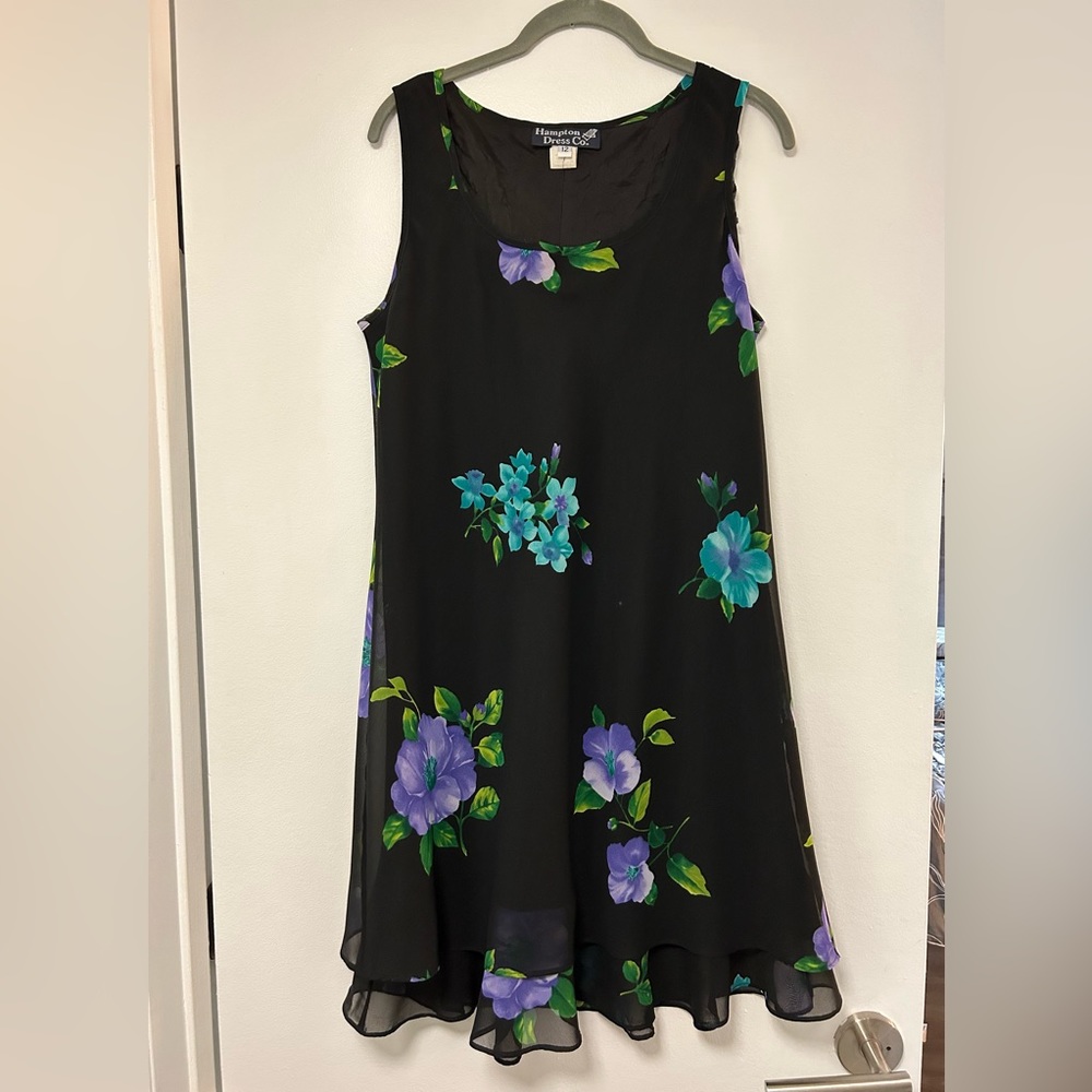 Black floral mini dress